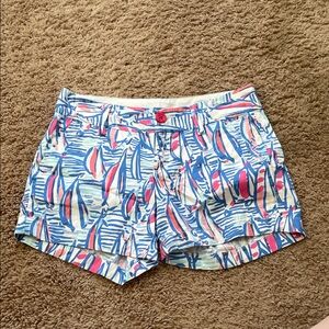 Lilly Pulitzer Pink & Blue Sailboat Print Callahan Shorts